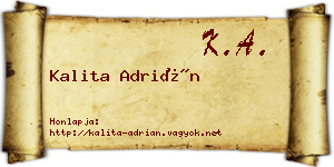 Kalita Adrián névjegykártya